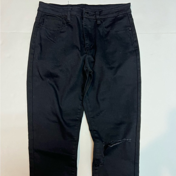 Women's UNIF Black Stretchy Skinny 27 Ripped Distressed Ankle Jeans - Picture 2 of 4